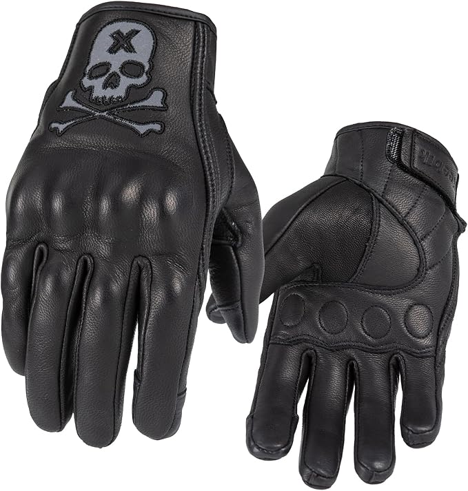 Goatskin Leather Motorcycle Motorbike Powersports Racing Gloves Reflective by Keebik