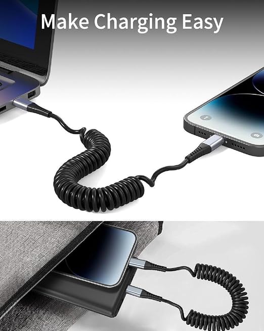 Coiled USB C Cable, 2 Pack USB Type C Coiled Cable - Image 4