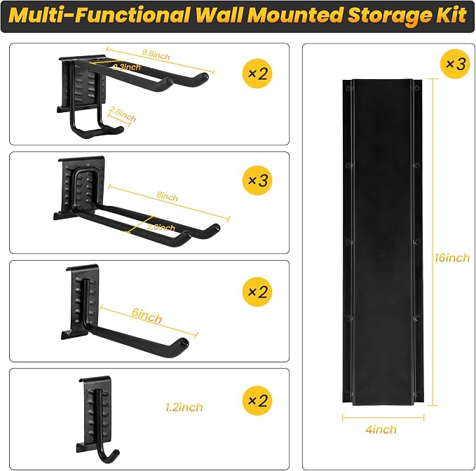 Garage Tool Organizer Wall Mount, 48-Inch Multi-Functional Garage Hooks Heavy - Image 2