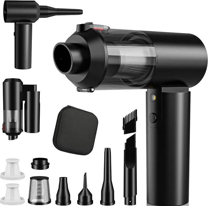 90° Foldable Car Vacuum Portable Cordless 16000PA, 4-in-1 Mini Vacuum Cleaner by HOMIGIFTY