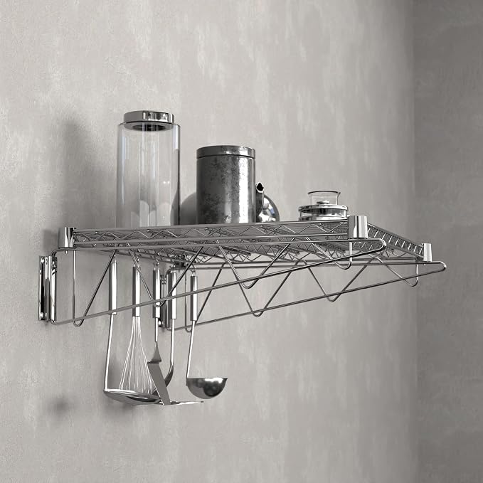 24" x 24" Chrome Wire Wall Mount Shelf - Image 2