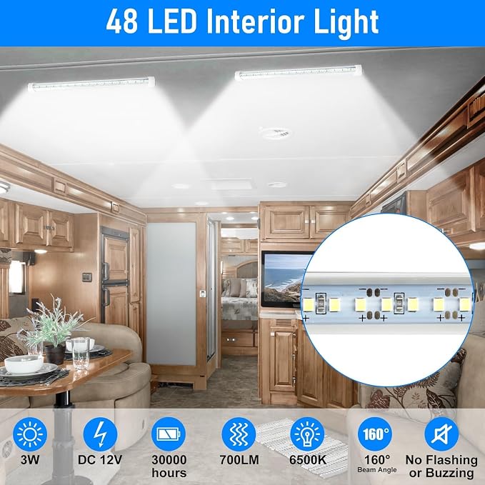 Linkstyle 4PCS 12V LED Interior Light Bar, 192LEDs 12V LED Light Strip - Image 2