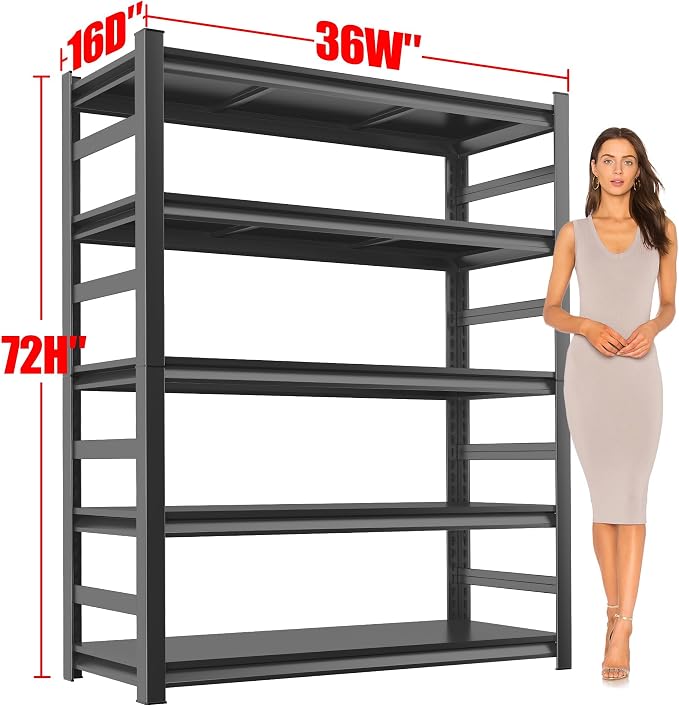 Metal Garage Shelving Unit, Heavy Duty 5-Tier Adjustable Storage shelves - Image 3