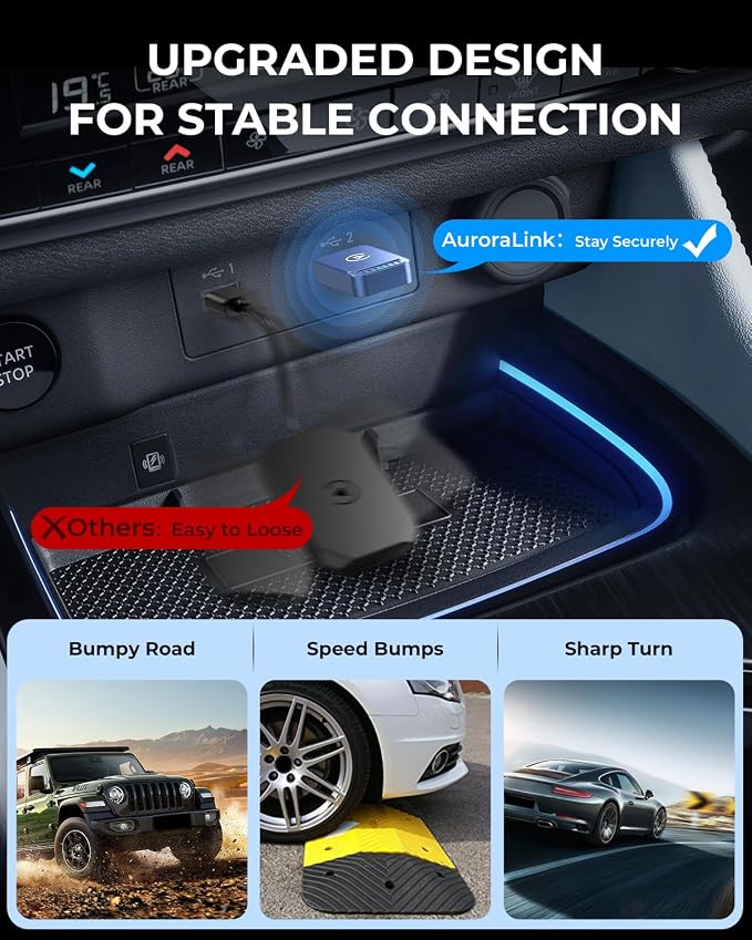 AuroraLink Wireless Carplay & Android Auto Adapter 2-in-1 Fast & Stable Carplay - Image 3