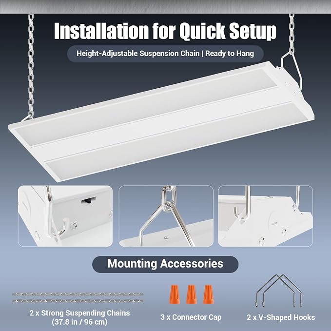 150W 2 Pack 2FT LED Linear High Bay Shop Light Fixture, Indoor Area Workshop - Image 6