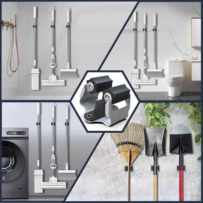 3-H Mop and Broom Holder Big Size Hanging 1 KG Extra, 15 Pack Broom Hanger Wall - Image 2