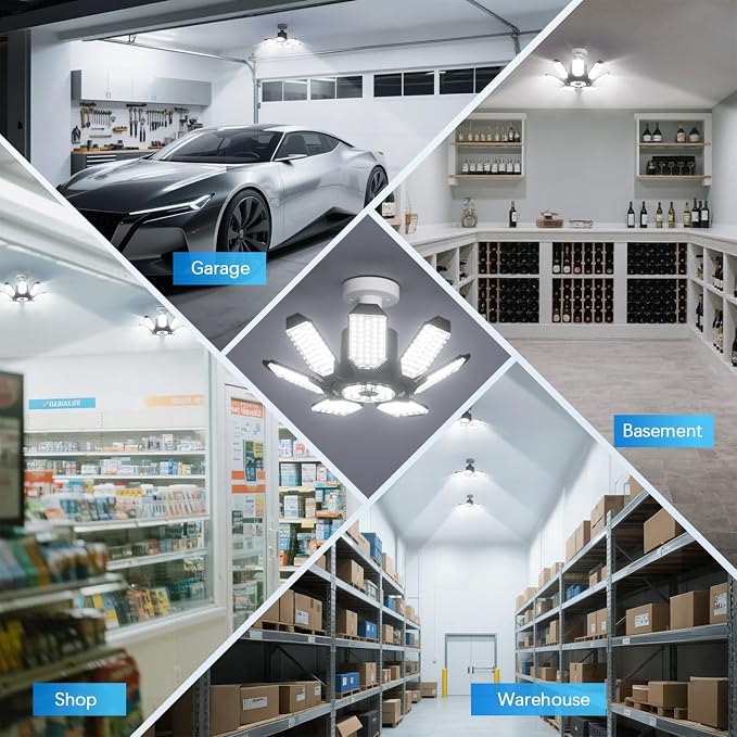 TANBABY Garage Lights, 250W Deformable Ceiling LED Shop Lights, 20000LM LED - Image 8