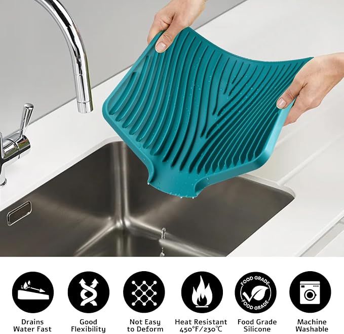 Silicone Dish Drying Mat for Kitchen Counter, Dish Drying Pad, Non-Slip Drain - Image 5