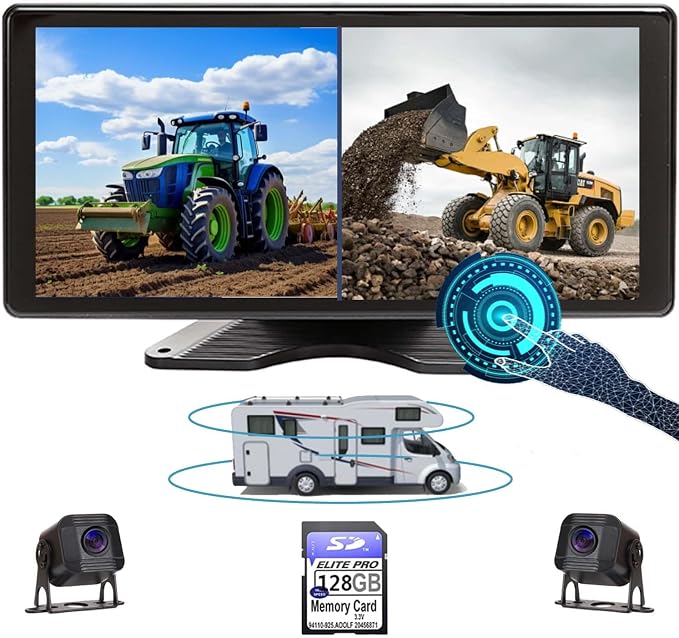 Skid Steer Touchable Screen 128GB Large Audio 1080P 2 Split Image 11 Inch by RVeligacy