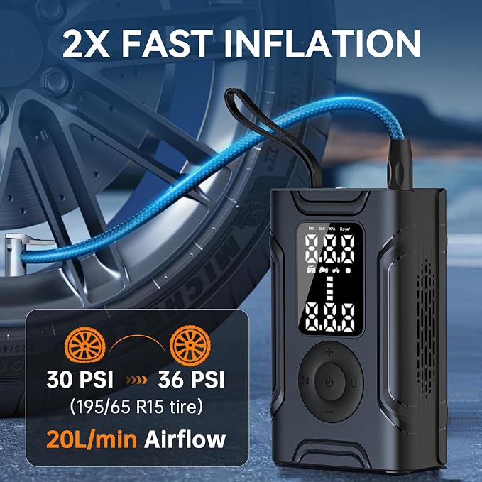 Tire Inflator Portable Air Compressor, Air Pump - Image 2