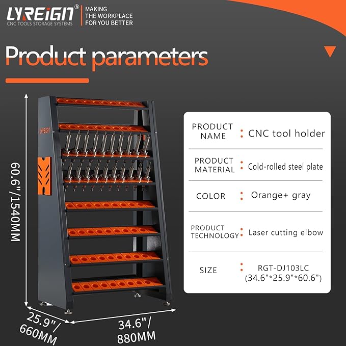 8-Row Large Capacity CNC Tool Holder Rack - Image 2