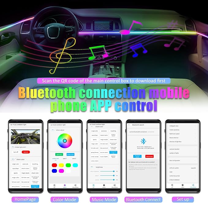 Car Interior Ambient Lights, 18 in 1 128 Colorful LED Acrylic Fiber Optic Strip - Image 7