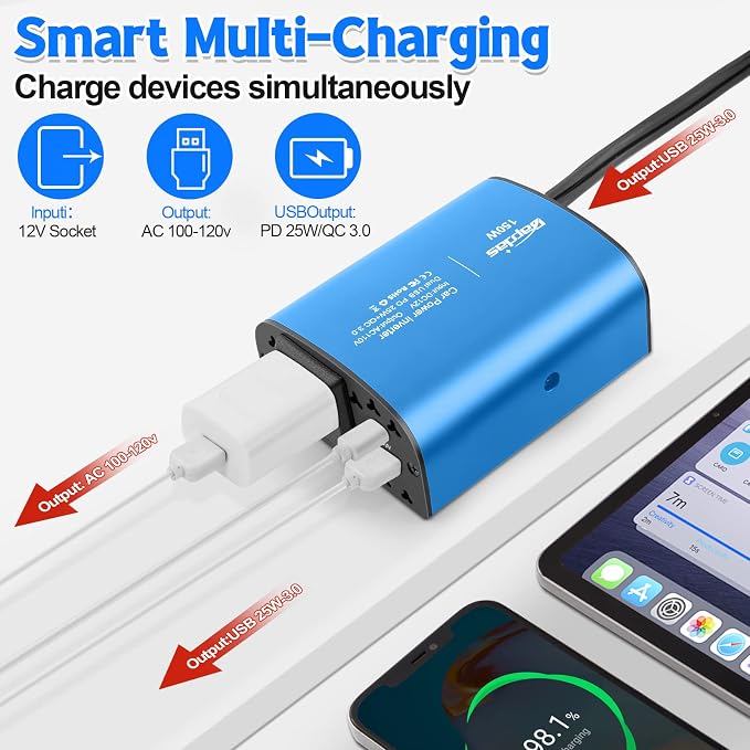 150W Car Power Inverter DC 12V to 110V AC Car Plug Outlet Adapter - Image 5