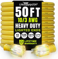 50ft Outdoor/Indoor Extension Cord 10/3 Gauge Ultra Heavy Duty 3 Prong SJTW by LifeSupplyUSA