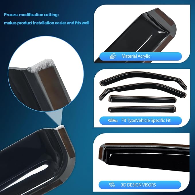 Nilight Vent Window Visors for Jeep Compass 2017 2018 2019 2020 2021 2022 2023 - Image 2