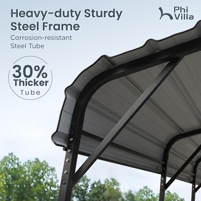 PHI VILLA 2 car Metal Carports 20 x 20 ft Carport - Image 4
