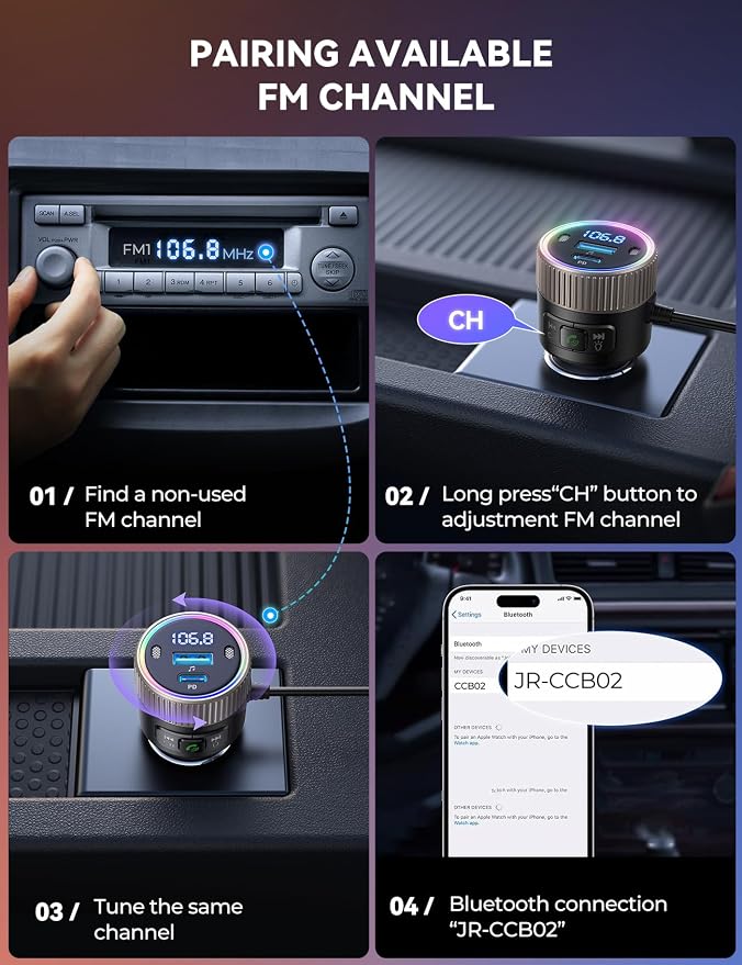 JOYROOM Bluetooth 5.4 FM Transmitter - Image 6