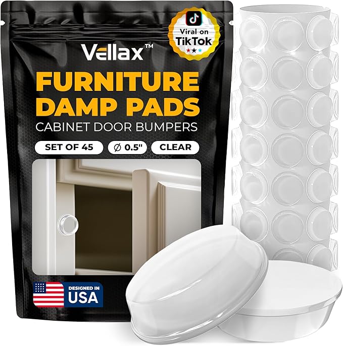 45 Clear Cabinet Door Bumpers by Vellax