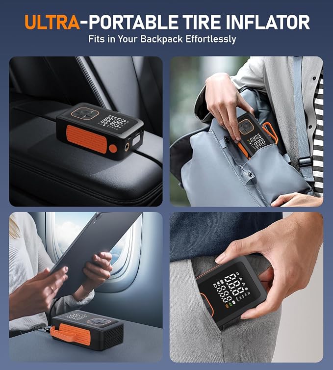 Tire Inflator Portable Air Compressor, 180PSI & 15000mAh Cordless Air Pump - Image 7