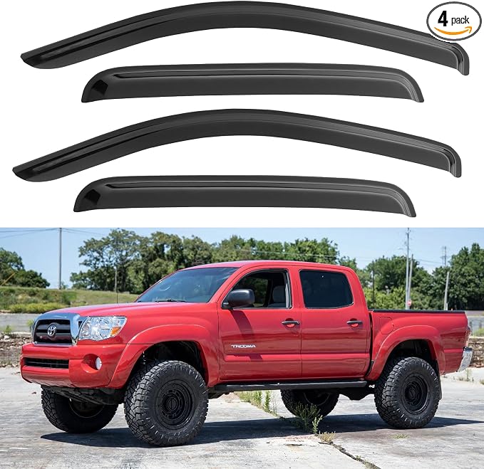 Window Visors Rain Guards for Toyota Tacoma 2005-2023 Double Cab/Full-Size Cab by YQAUTEC