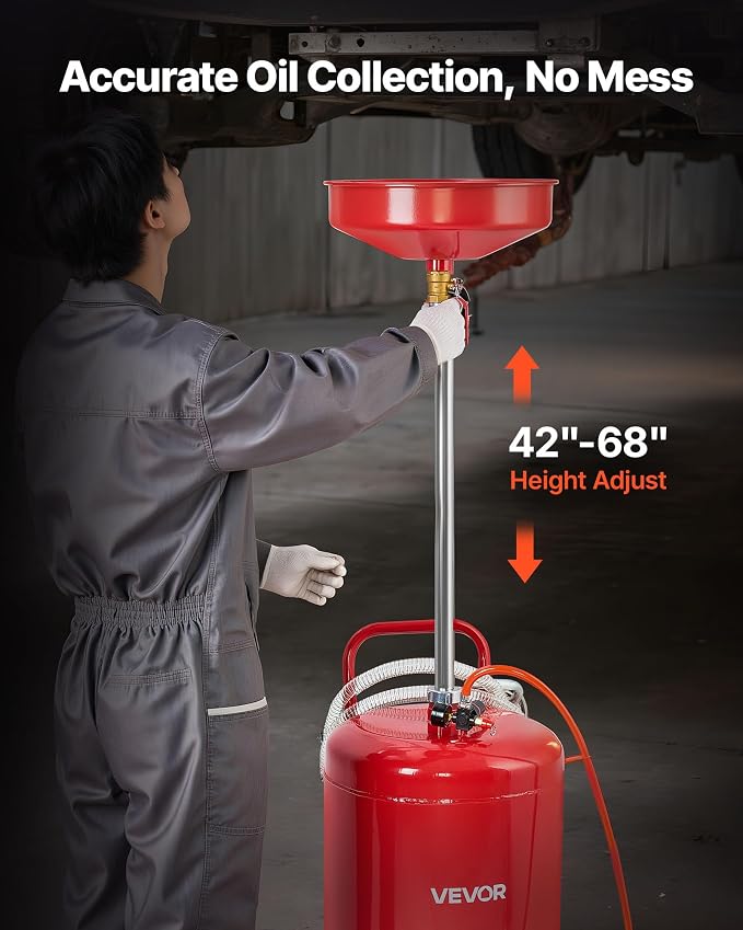 VEVOR 25 Gallon Waste Oil Drain Tank, Air Operated Portable Oil Drainer - Image 3