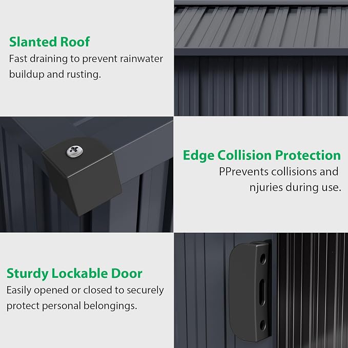 Outdoor Storage Shed 8 x 12 Ft, Outdoor Tool Metal Shed - Image 3