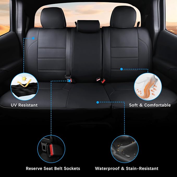 Car Seat Covers Full Set for Toyota Tacoma Double & Crew Cab 2023 2022 2021 - Image 4