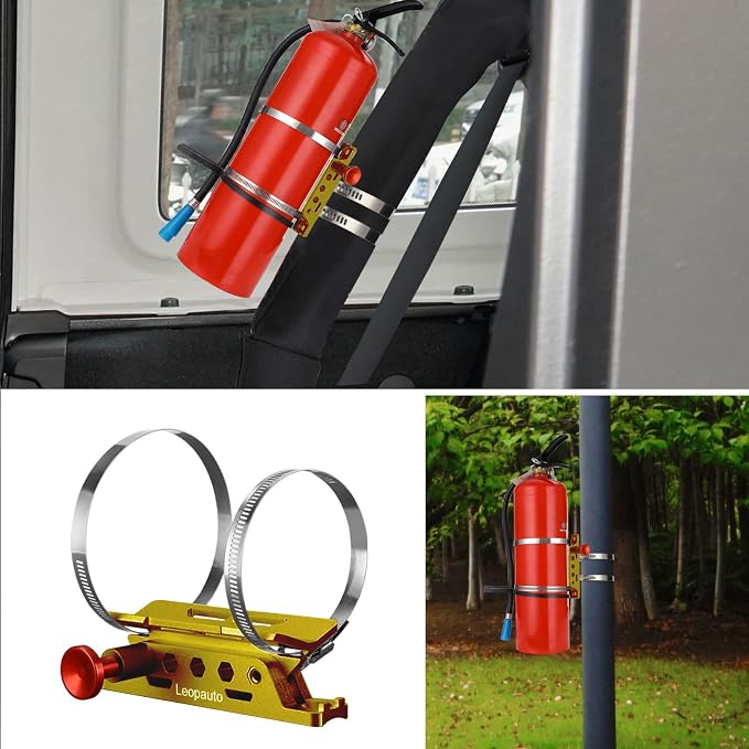 Vehicle Fire Extinguisher Mount Bracket, Aluminum Adjustable Quick Release Roll - Image 4