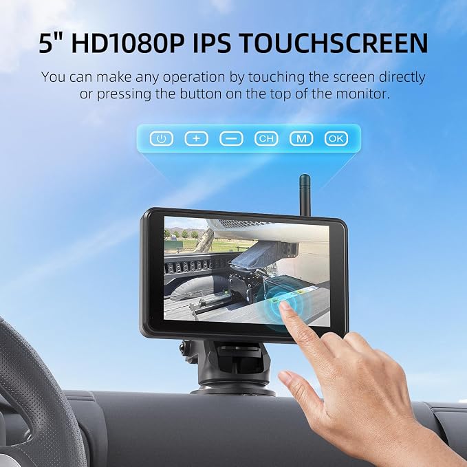 eRapta Magnetic Solar Wireless Backup Camera: HD1080P 5” Touchscreen Portable - Image 2