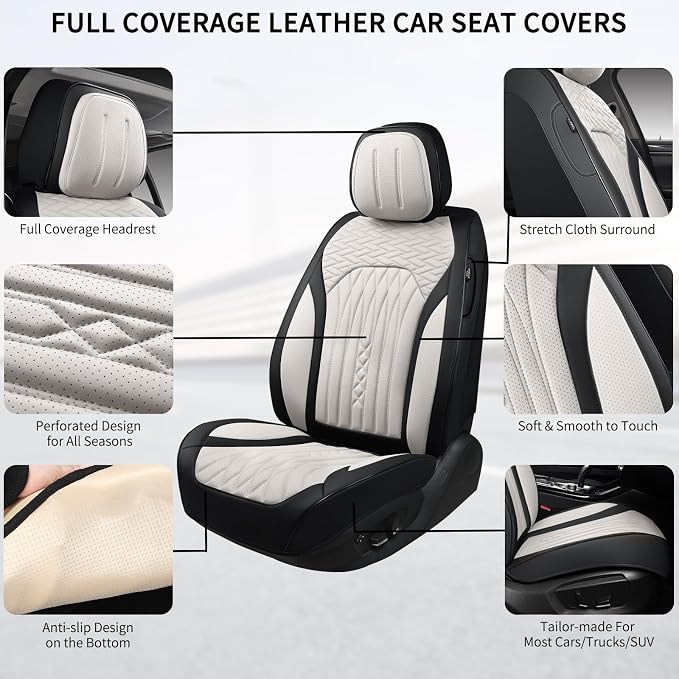 Car Seat Covers Full Set, Leather Seat Covers - Image 2