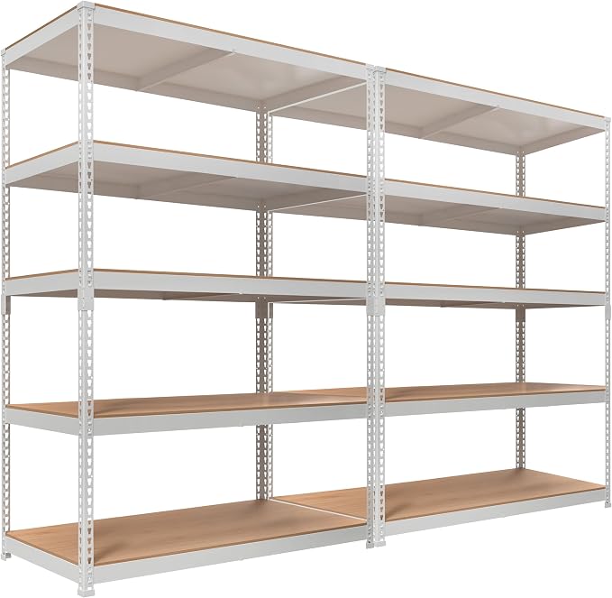 HOMEDANT White 5 Tier Laminated Boltless Heavy Duty Garage Storage Adjustable by TheBestOrganizingSolution