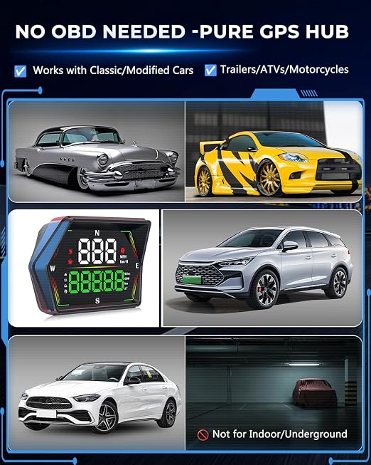 GPS Heads Up Display for Cars HUD, Real-Time Digital Gauge Speedometer - Image 6