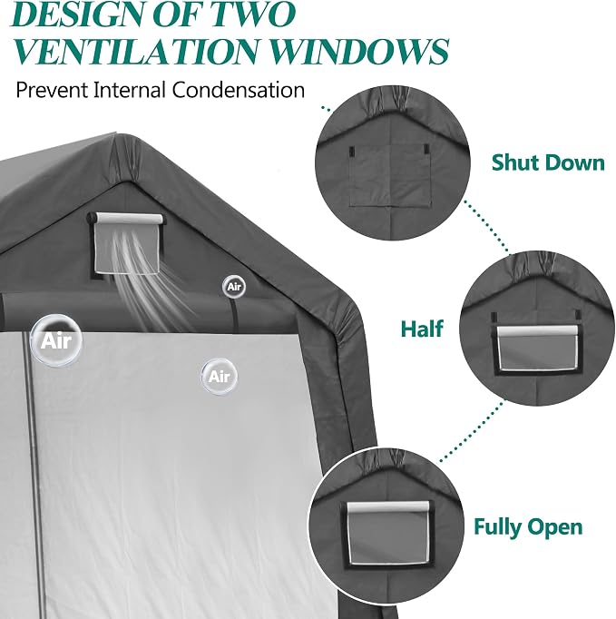 7' x 12' Outdoor Storage Shed- Heavy Duty Storage Shelter Tent - Image 6