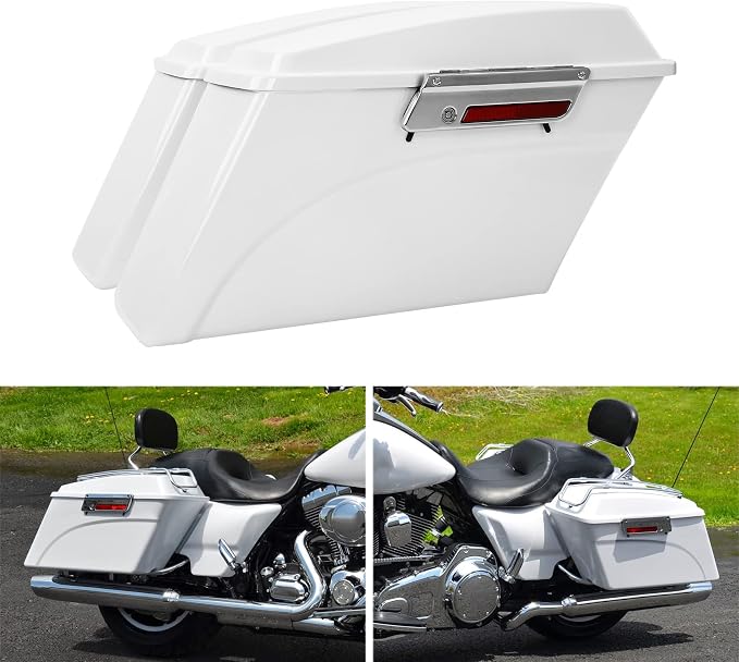 XFMT Motorcycle Saddlebags White Hard Saddle Bags Trunk - Image 7