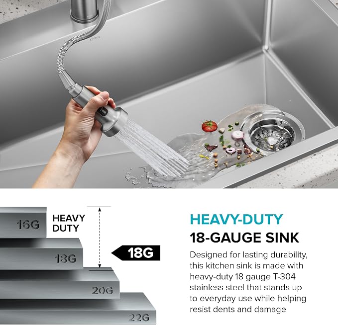 KRAUS Fairlane 33-inch Drop In/Top Mount Double Bowl 18-Gauge Stainless Steel - Image 8