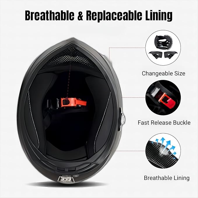 Bluetooth Motorcycle Helmet FreedConn BM12 DOT Full Face Bluetooth Helmets - Image 4