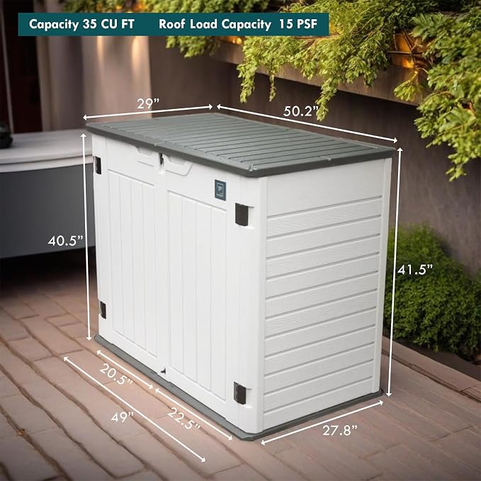 35 Cu.ft Outdoor Storage Shed, Large Resin Storage Box, Waterproof & Lockable - Image 9