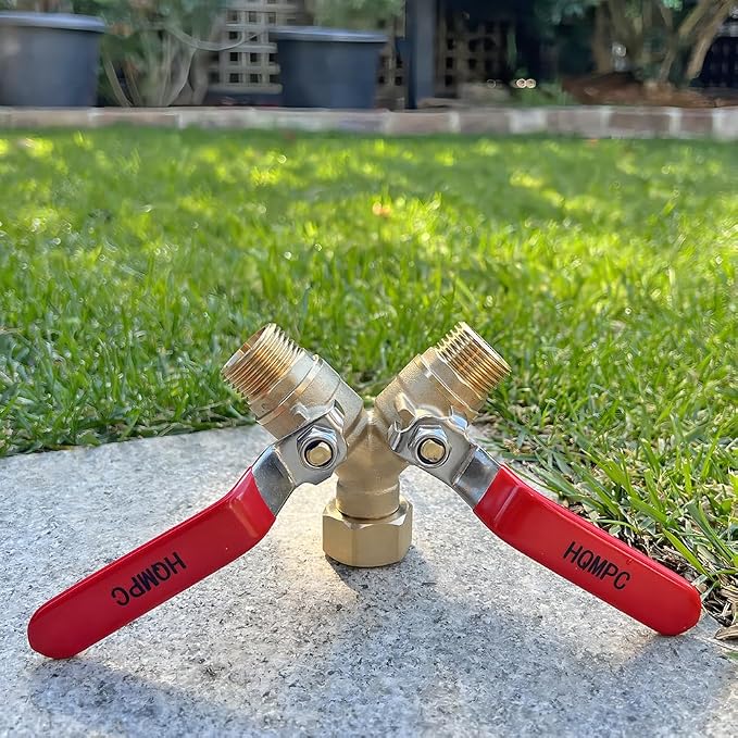 HQMPC Garden Hose Y Valve Hose Splitter Brass Hose Splitter - Image 2