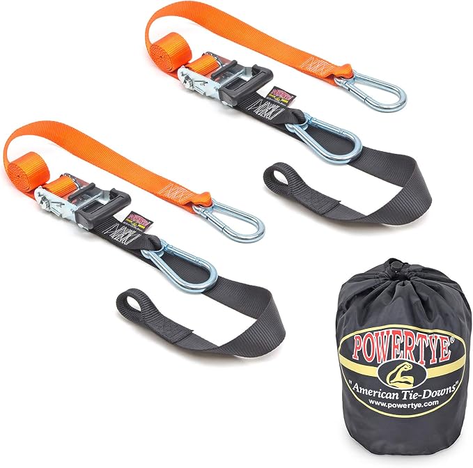 PowerTye 1.5in x 6.5ft Heavy Duty Ratchet Tie-Down Straps by PowerTyeMFG