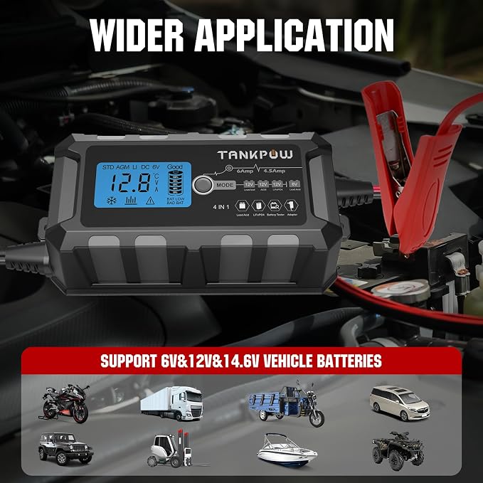 6-Amp Automotive Battery Charger, 6V and 12V Smart Car Battery Charger - Image 5