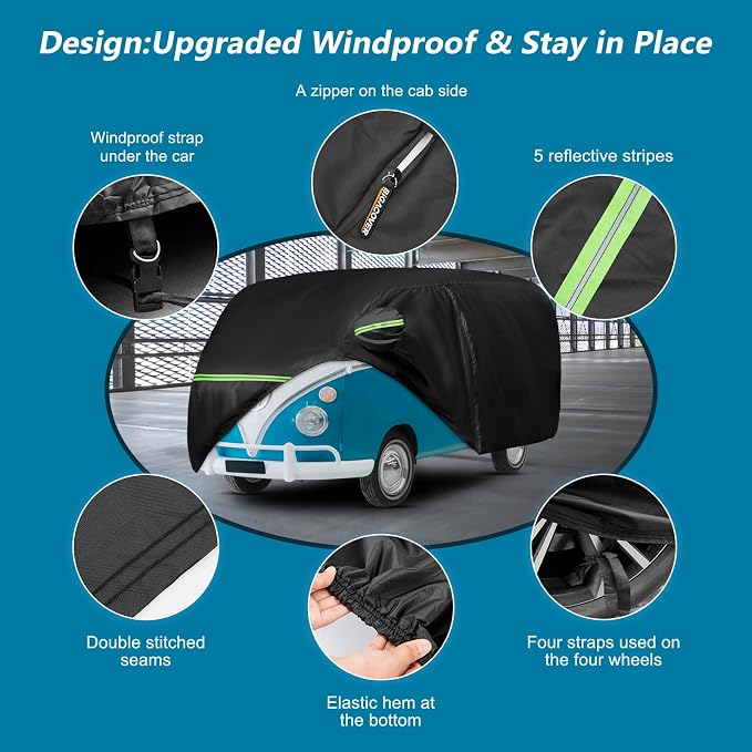 Waterproof Car Covers for 1950-1992 VW Bus T1 T2 T3, 420D Oxford Cloth Sun Heat - Image 3