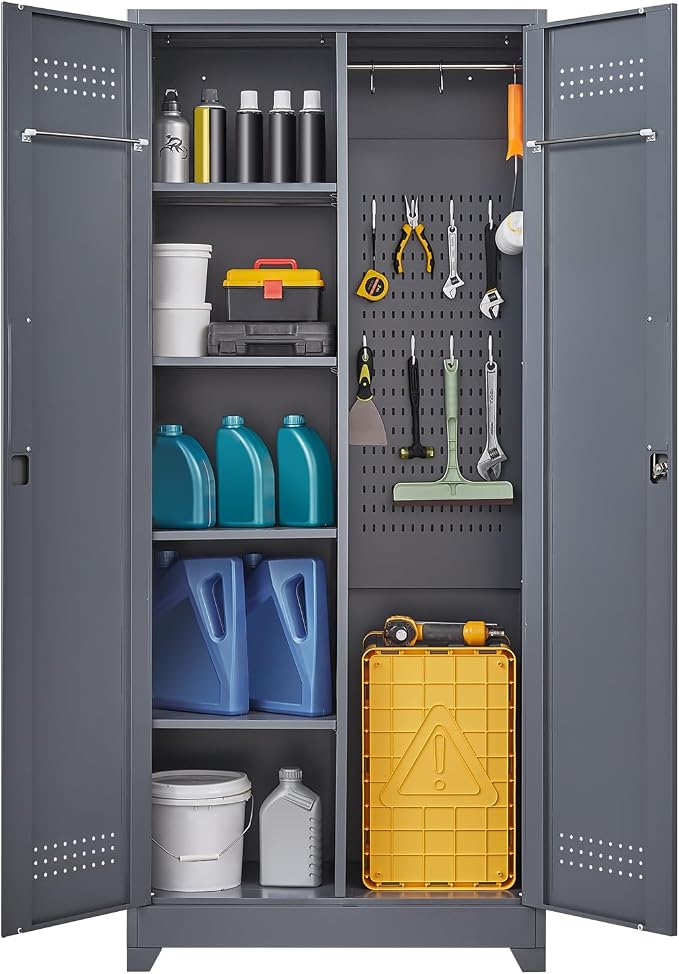 GREATMEET 72.8" Broom Storage Cabinet，Metal Storage Cabinets - Image 7