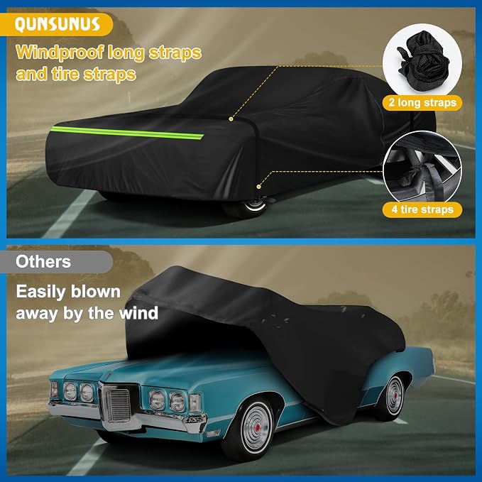 QUNSUNUS Waterproof Car Cover for Pontiac Grand Prix 1962-1977, Outdoor Car - Image 4
