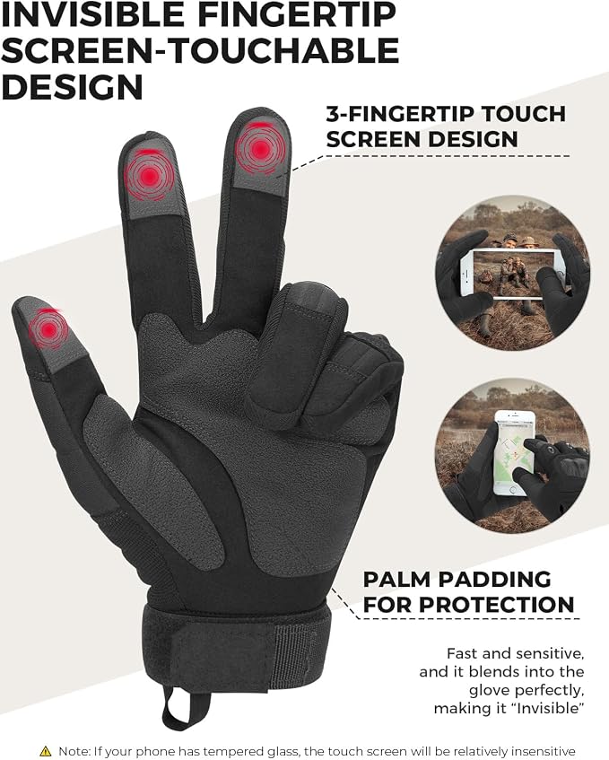 KEMIMOTO Tactical Gloves for Men, Touchscreen Motorcycle Gloves - Image 3