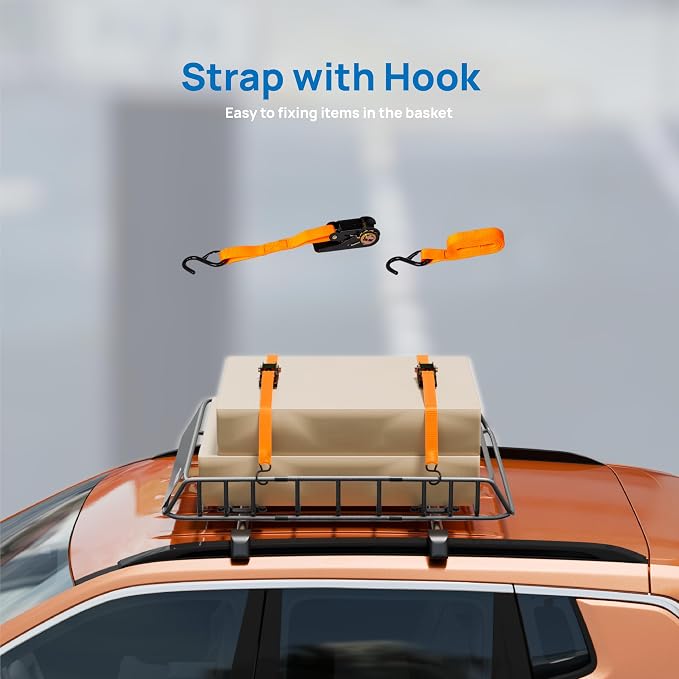 Bonnlo 250lbs Rooftop Cargo Carrier, 46×36×6inch Universal Roof Rack Basket - Image 5