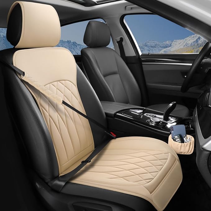 1 Pack Leather Front Car Seat Cover, Universal Sideless Car Seat Protector by BEITK