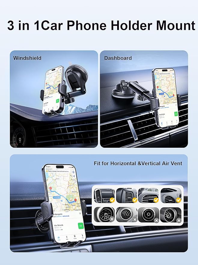 Vent Dashboard Windshield Cell Phone Mount Car Fit - Image 6