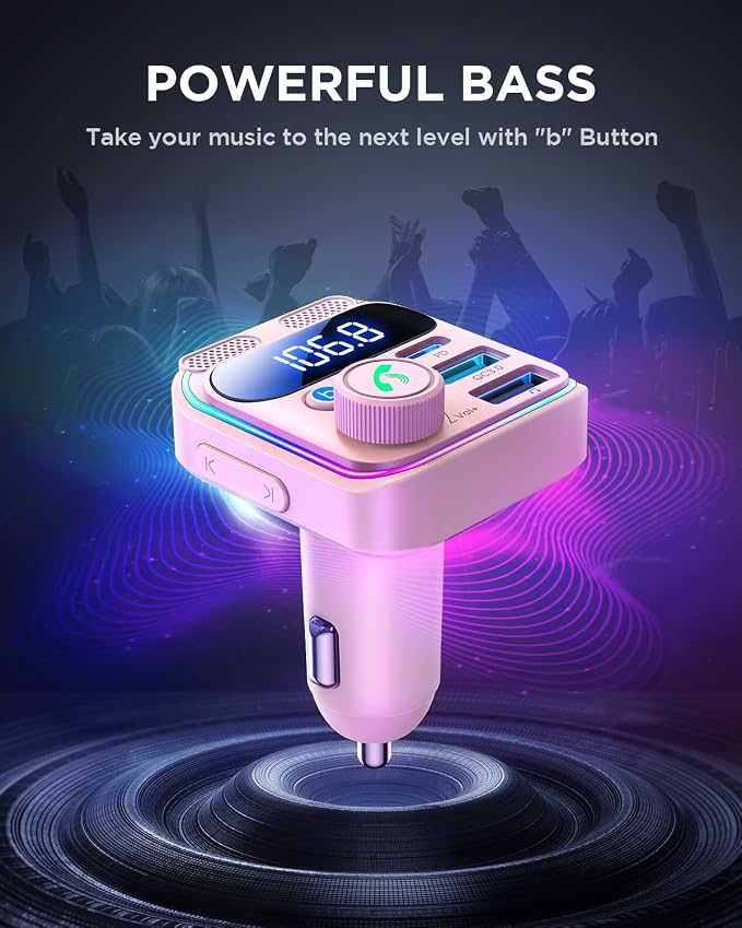 Bluetooth 5.4 Car Adapter FM Transmitter 81W PD & QC 3.0 USB C Car Charger - Image 5