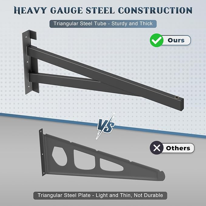 2 Pack Heavy Duty Garage Wall Shelving Set, Wall Mounted Garage Shelves 500lbs - Image 8
