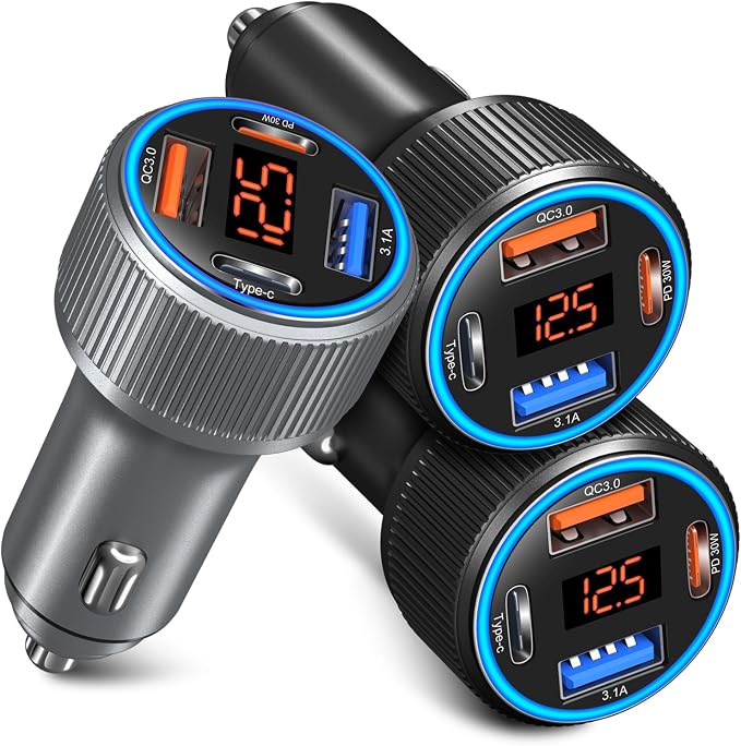 USB C Car Charger, 3 Pack 65W Dual 12V Car Power Adapter by Costyle